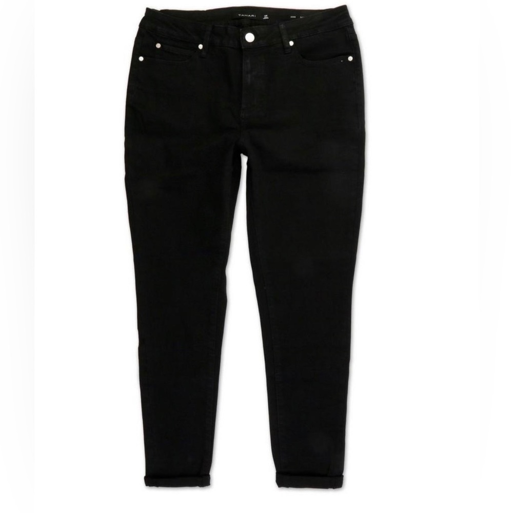 Woman’s Tahari, Jamie Roll Cuff Skinny Black Jeans Size 10/30
